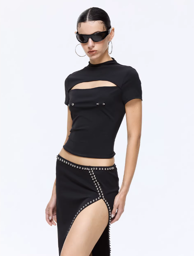 Urban Cut-Out Black Baby Tee