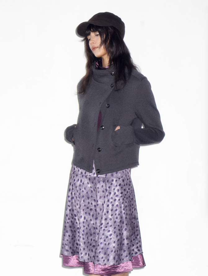 Edge Silhouette Asymmetric Stand-Collar Jacket