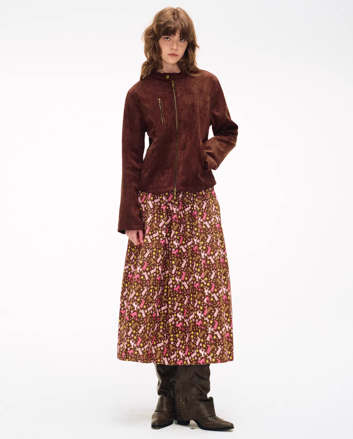 Cordura Bloom Denim-Trim Cocoon Dress