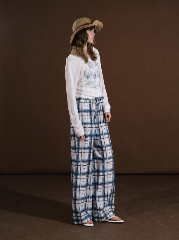 Coastal Check Drawstring Trousers
