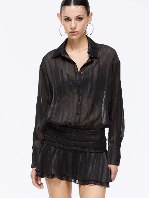 Shadow Sheer Relaxed Shirt Dress