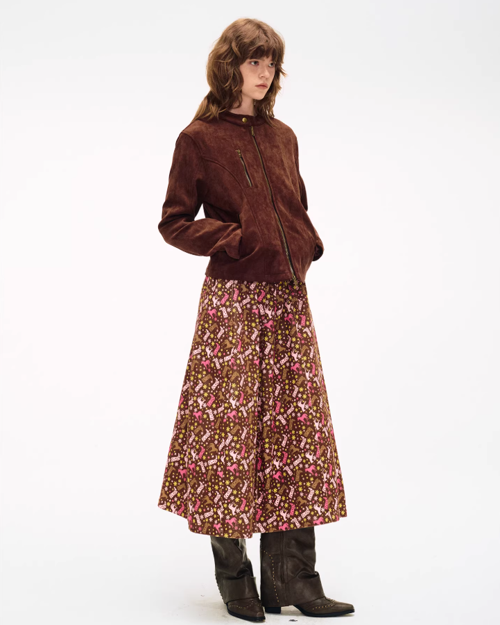 Cordura Bloom Denim-Trim Cocoon Dress