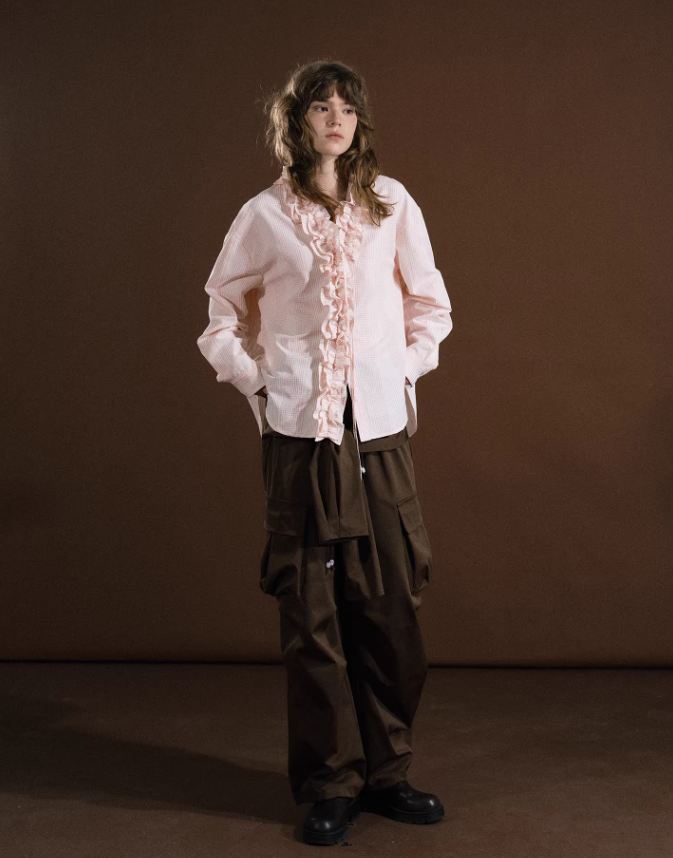 Ruffle Check Whisper Blouse