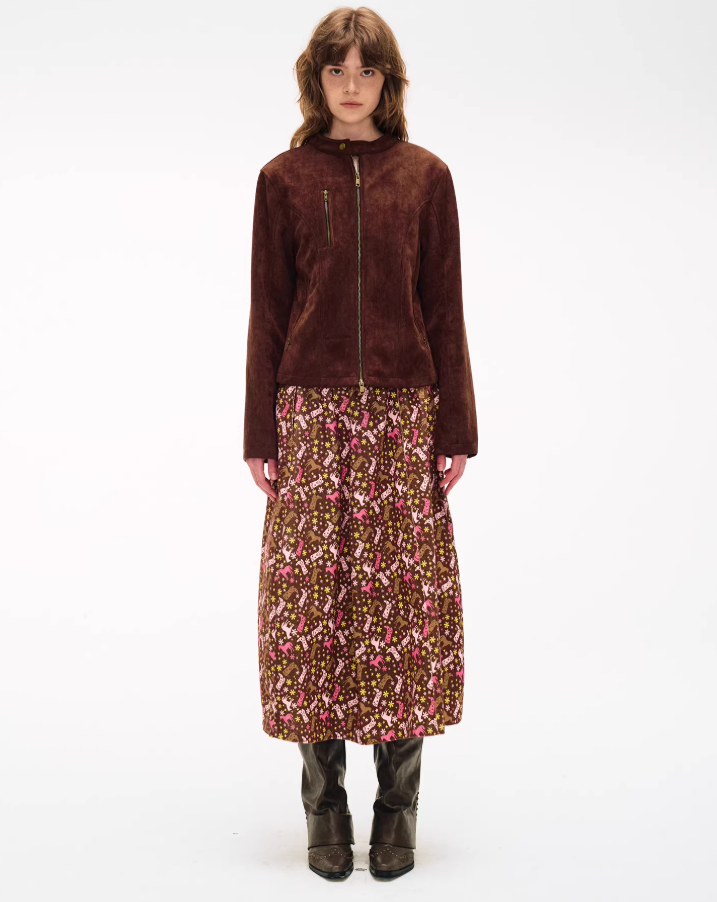 Cordura Bloom Denim-Trim Cocoon Dress