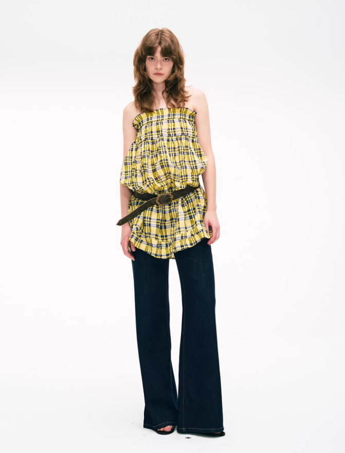 Bubble Grid Convertible Strapless Skirt