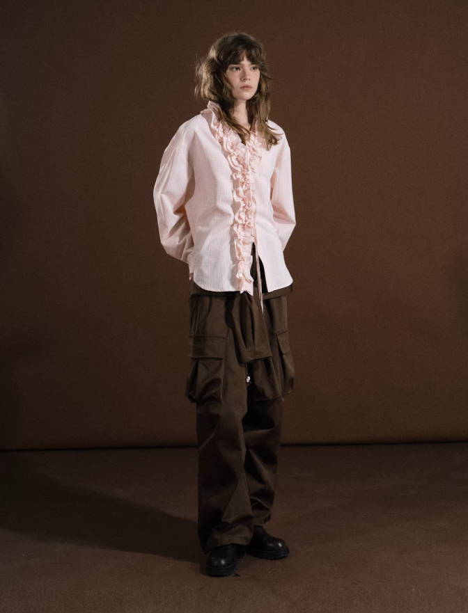 Ruffle Check Whisper Blouse