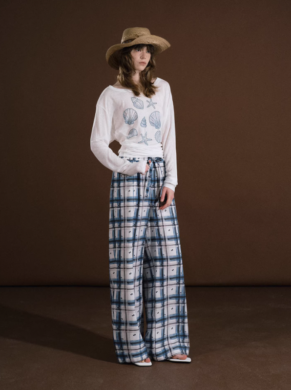 Coastal Check Drawstring Trousers