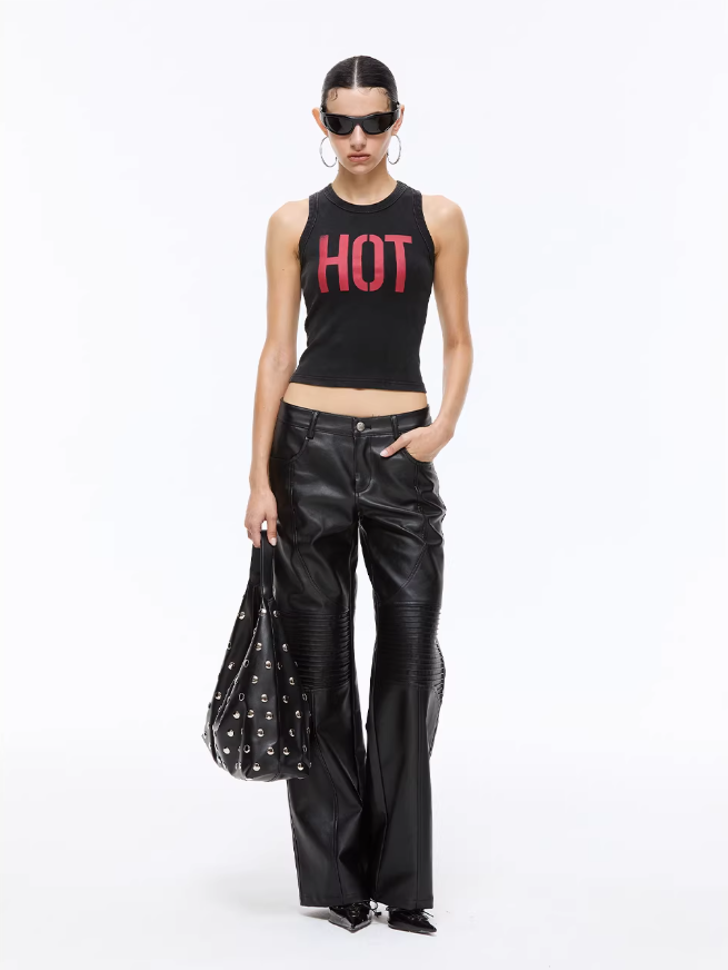 Washed Letter Sculpt Knit Tank