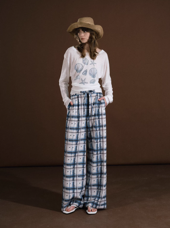 Coastal Check Drawstring Trousers
