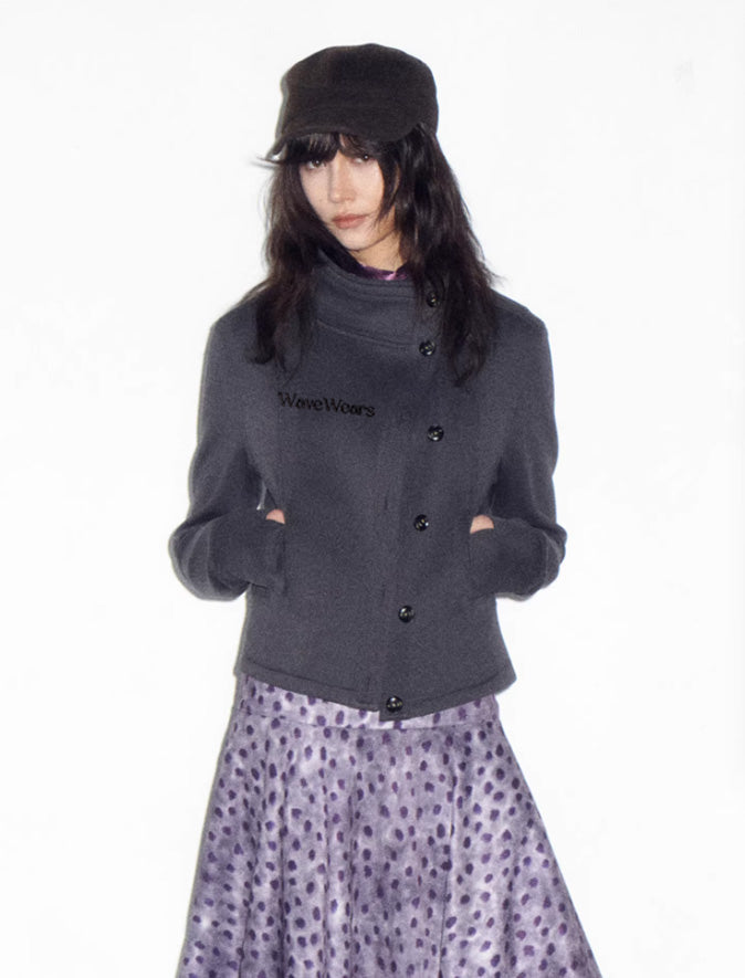 Edge Silhouette Asymmetric Stand-Collar Jacket