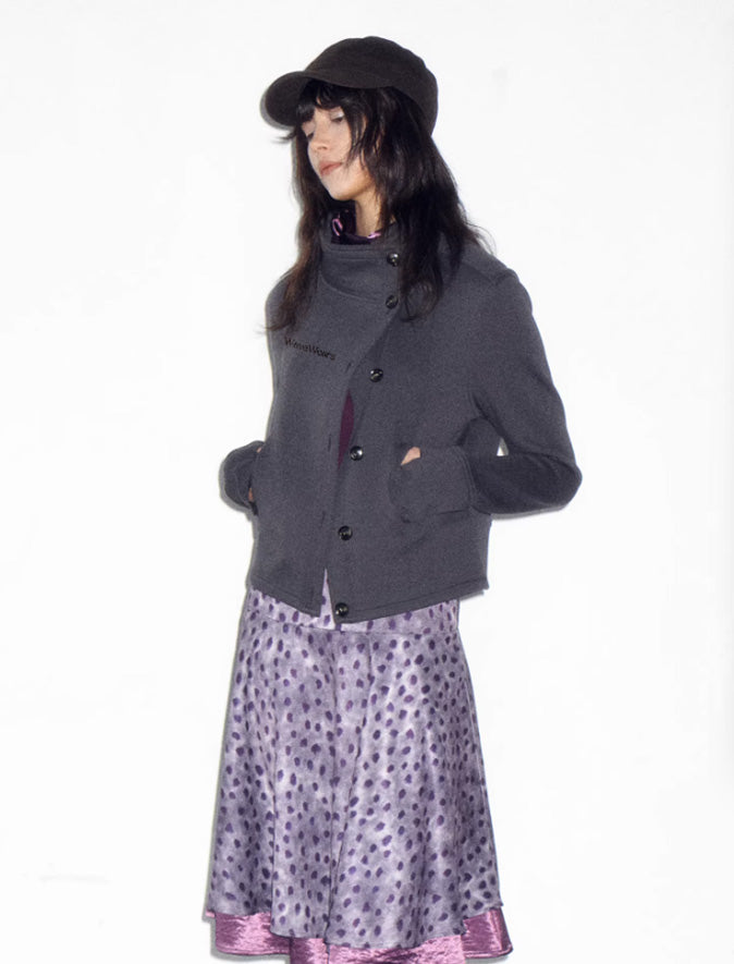 Edge Silhouette Asymmetric Stand-Collar Jacket